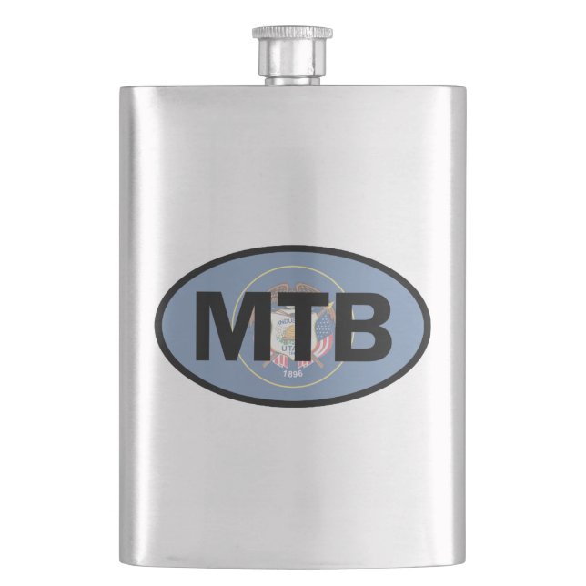 Mountain Biking Utah Flag Hip Flask (Front)