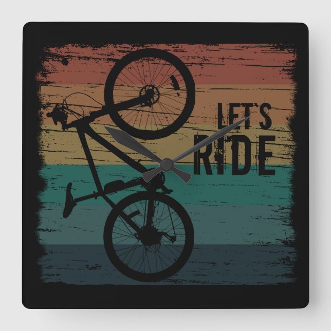 Mountain biking vintage square wall clock (Front)