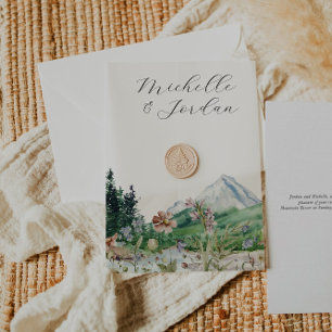 Mountain Blooms   Elegant Vellum Overlay Invitations