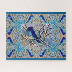Mountain Bluebird in Snow Puzzle