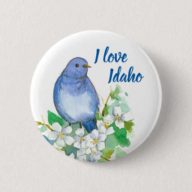 Mountain Bluebird Mock Orange Personalized 6 Cm Round Badge (Front)