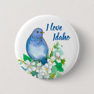 Mountain Bluebird Mock Orange Personalized 6 Cm Round Badge
