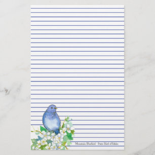 Mountain Bluebird State Bird of Idaho Blue Lined Stationery