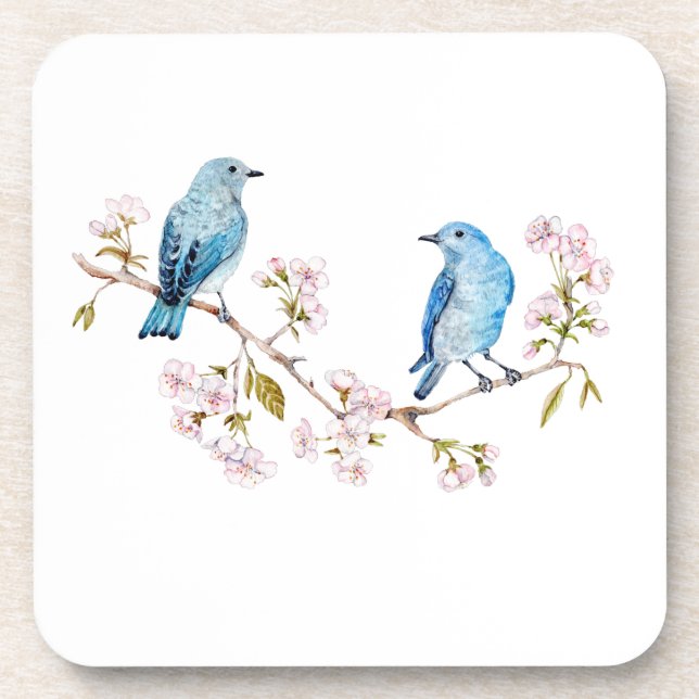 Mountain Bluebirds on Sakura Branch Coaster (Front)