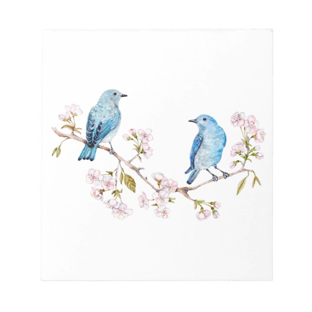 Mountain Bluebirds on Sakura Branch Notepad (Front)