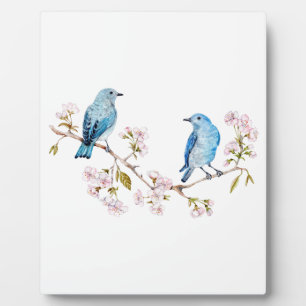 Mountain Bluebirds on Sakura Branch Plaque