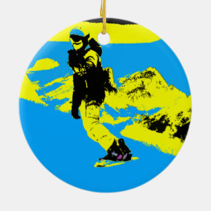 Mountain Boarding - Snowboarder Ceramic Ornament