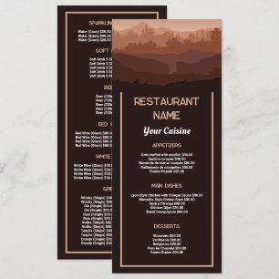 Mountain Brown, Restaurant Slimline Menu