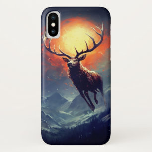 Mountain Buck Running From Blazing Fire   iPhone X Case