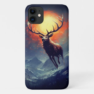 Mountain Buck Running From Blazing Fire   iPhone 11 Case