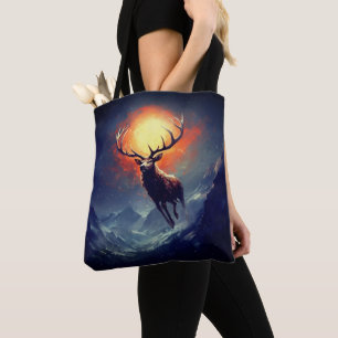 Mountain Buck Running From Blazing Fire Tote Bag
