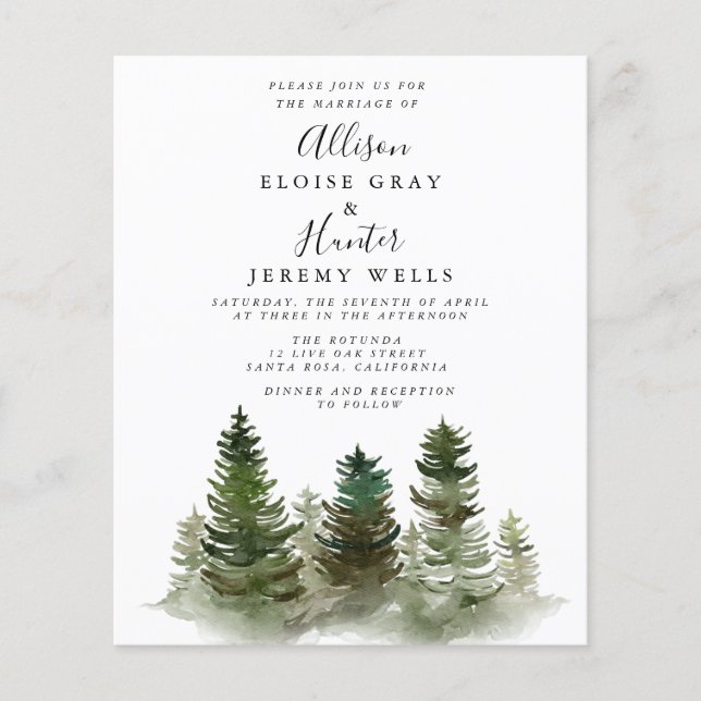 Mountain Budget Wedding Invitation  Flyer (Front)