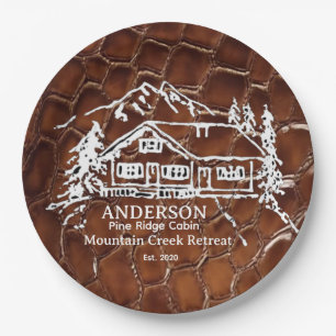 Mountain Cabin Faux Crocodile Leather Doormat Paper Plate