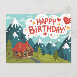 Mountain Cabin "Happy Birthday" Greeting Postcard