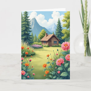 Mountain Cabin Mothers Day Card
