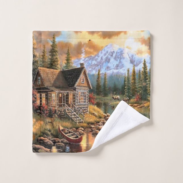 "Mountain Cabin" Towel Set (Wash Cloth)