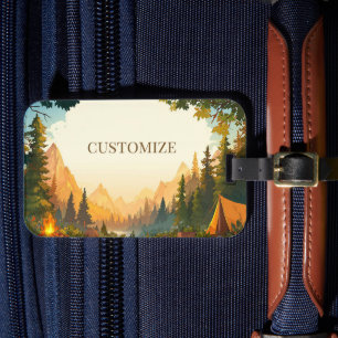 Mountain Camping Adventure – Outdoor Travel Art Luggage Tag