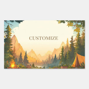 Mountain Camping Adventure – Outdoor Travel Art Rectangular Sticker