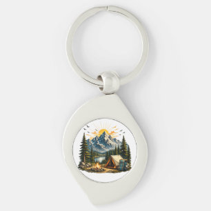 Mountain Camping Adventure Sunset Nature  Key Ring