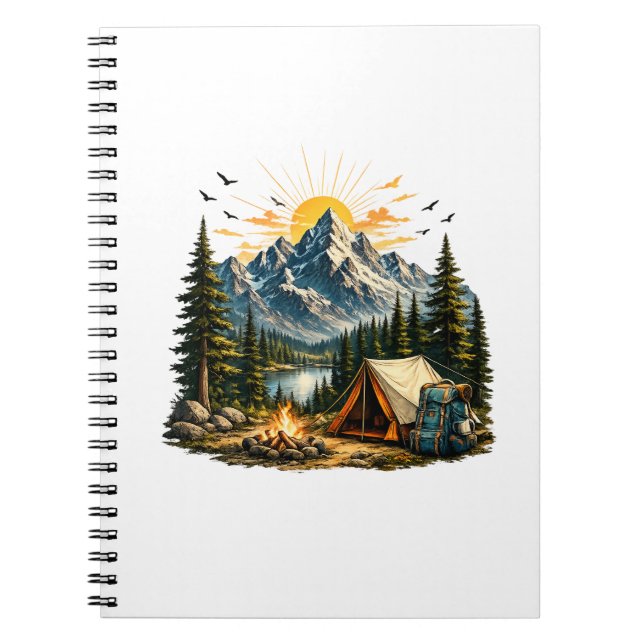 Mountain Camping Adventure Sunset Nature T-shirt Notebook (Front)
