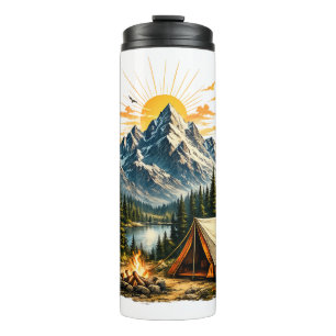 Mountain Camping Adventure Sunset Nature Thermal Tumbler