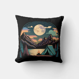 Mountain Camping At Night Cushion