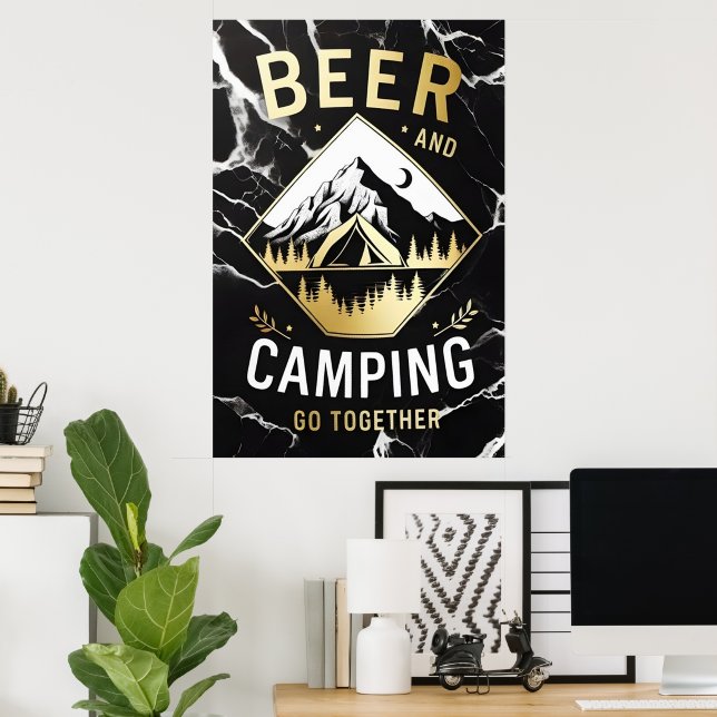 Mountain Camping & Beer Poster (Home Office)