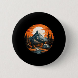 Mountain Camping Hiking Outdoor Nature Forest Mens 6 Cm Round Badge