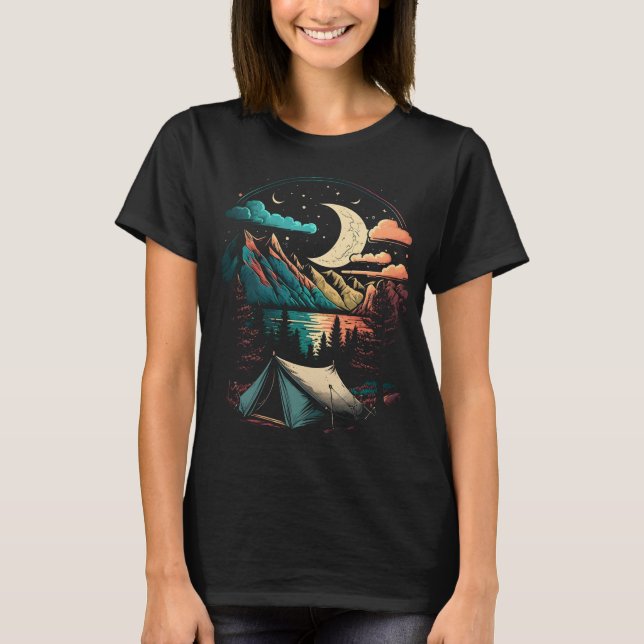 Mountain Camping Landscape T-Shirt (Front)