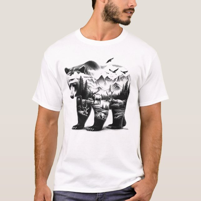 Mountain Camping Nature Lover Camper Hiking Bear T-Shirt (Front)