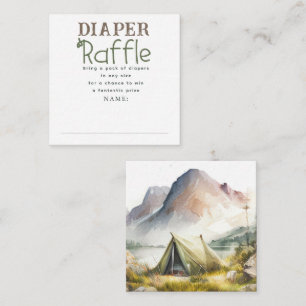 Mountain Camping Tent Diaper Raffle Game Tickets Enclosure Card