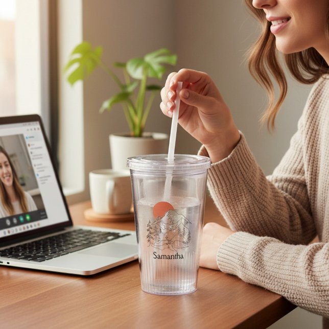 Mountain Camping with Name Acrylic Tumbler (Creator Uploaded)