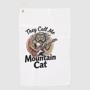 Mountain Cat Vintage Engraving Rock Graphic Tee_1 Golf Towel