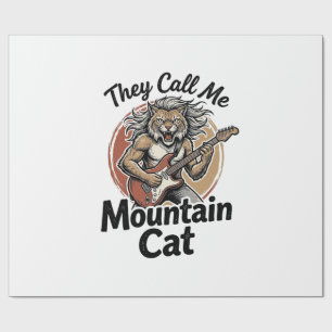 Mountain Cat Vintage Engraving Rock Graphic Tee_1 Wrapping Paper
