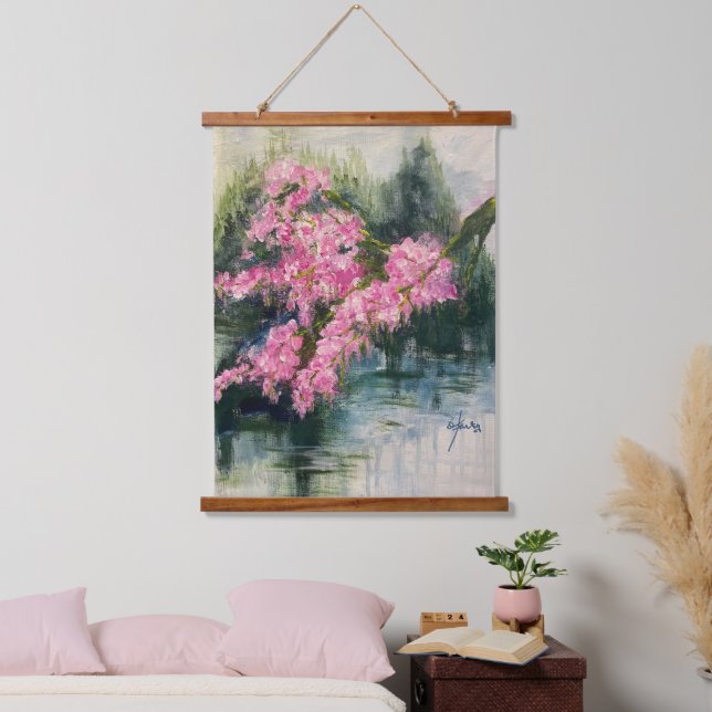Mountain Cherry Blossoms Hanging Tapestry (Bedroom)