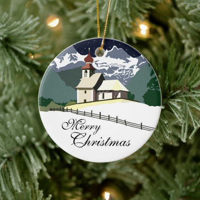 Mountain Church Christmas Christmas Ornament (Tree)