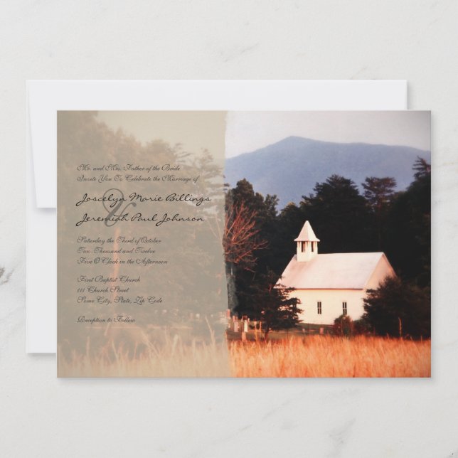 Mountain Church Wedding Invitation (Front)