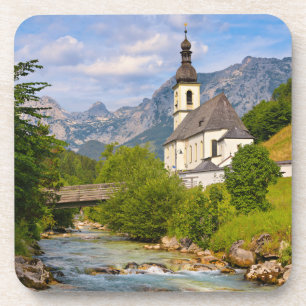 Mountain church with stream landscape coaster