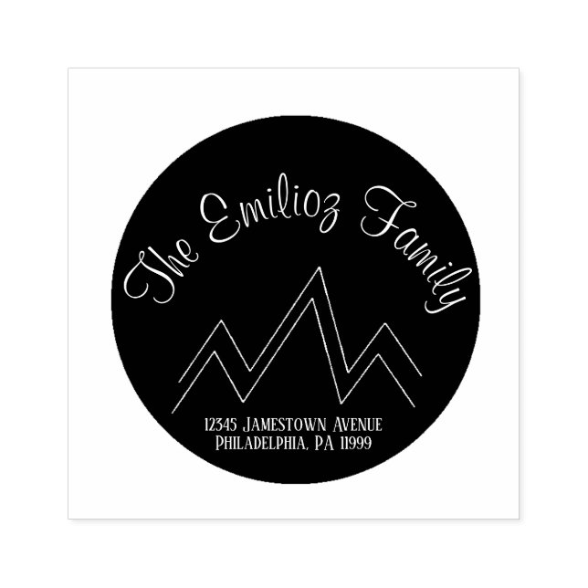 Mountain Circular Monogrammed Name Address   Rubber Stamp (Imprint)