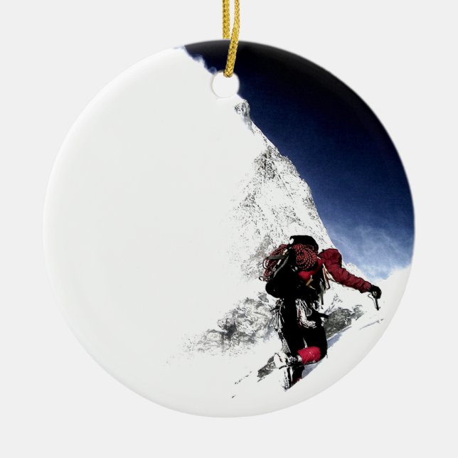 Mountain Climber Extreme Sports Ceramic Tree Decoration (Front)