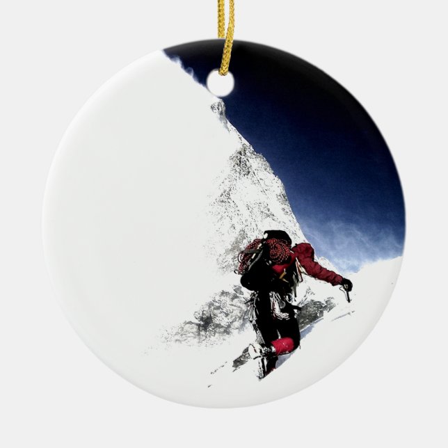 Mountain Climber Extreme Sports Ceramic Tree Decoration (Front)