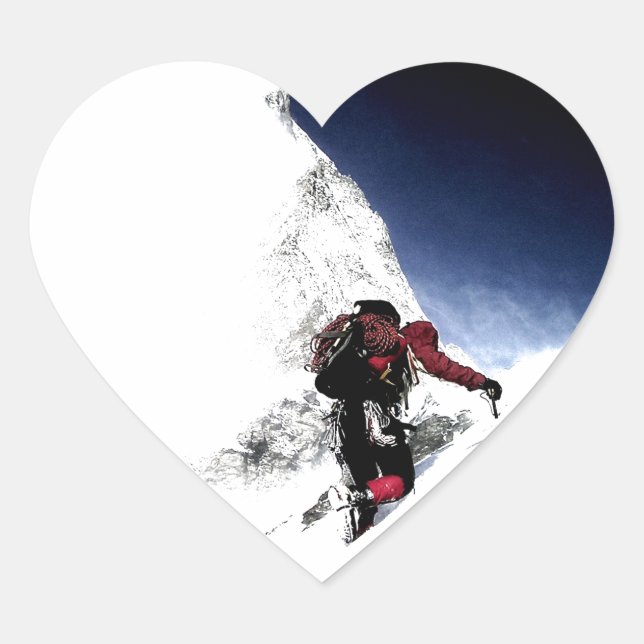 Mountain Climber Extreme Sports Heart Sticker (Front)