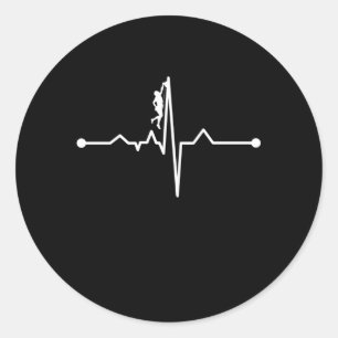 Mountain Climber Heartbeat Rock Climbing Lover Gra Classic Round Sticker