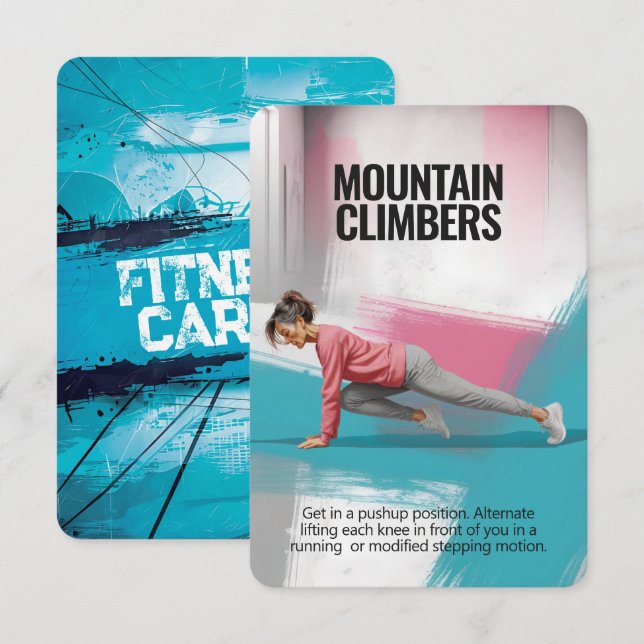 Mountain Climbers Fitness Card with Blue Backing (Front/Back)
