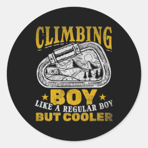 Mountain Climbing Boy Climber Boy Climbing Boulder Classic Round Sticker