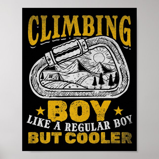 Mountain Climbing Boy Climber Boy Climbing Boulder Poster (Front)