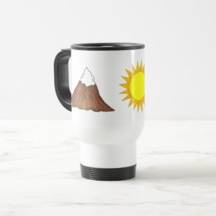 Mountain Climbing Camping Sun Woods Pine Tree Travel Mug