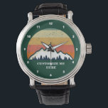 Mountain Climbing Cool Vintage Sunset Monogram Watch<br><div class="desc">Celebrate your mountain climbing tour with this cool,  custom watch. Get a matching wristwatch for your whole explorer group to remember the fun expedition conquering great summits. Beautiful orange sunset over majestic mountains with your custom text or monogram.</div>