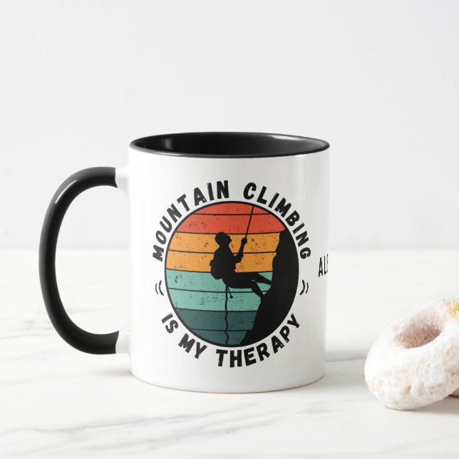 Mountain Climbing Is My Therapy Mug (With Donut)