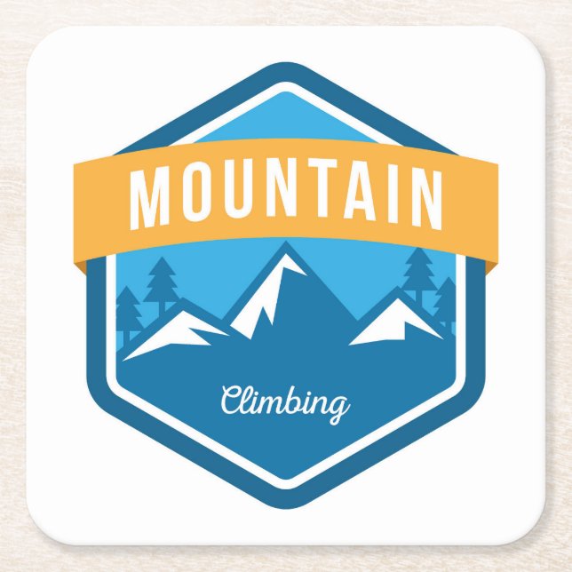Mountain Climbing Square Paper Coaster (Front)